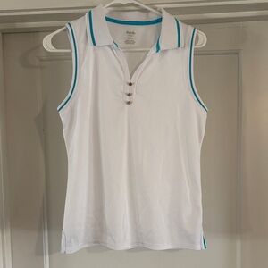 White and Blue Trim Sleeveless Tank Top